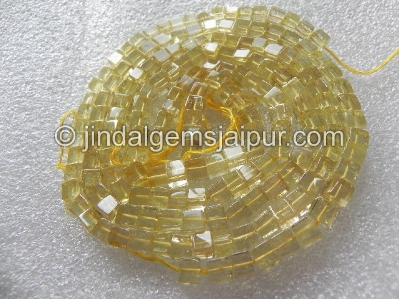 Lemon Quartz Plain Cube Shape Beads